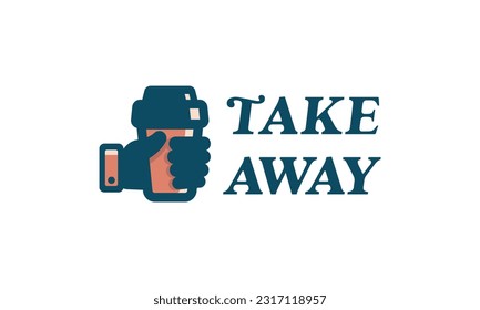 Takeaway coffee vector logo. Hand coffee logo design
