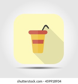 takeaway cup flat icon with long shadow, vector illustration