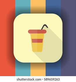 takeaway cup flat icon with long shadow, vector illustration