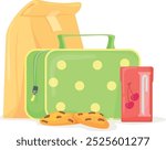 Takeaway dinner in lunch box and bag cartoon icon isolated on white background