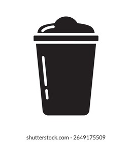 Takeaway drink cup icon for fast food beverage refreshment and coffee to go a disposable container for soda or a cold iced beverage service vector solid glyph
