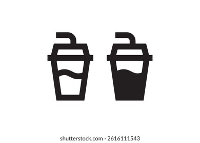 Takeaway drink cup icons in outline and solid Vector