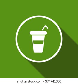 takeaway drink flat icon with long shadow. vector illustration