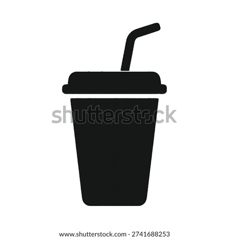 Takeaway Drink Icon, Beverage Cup Silhouette Vector