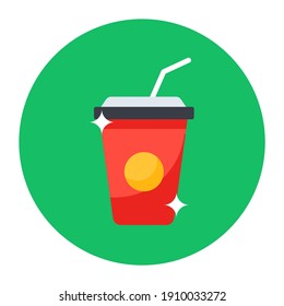 
Takeaway drink in modern flat rounded style 