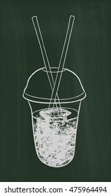 Takeaway  Drink. Vector Illustration.  Chalkboard style. Hand drawn.