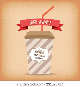 Take-away fast food coffee paper cup vector template