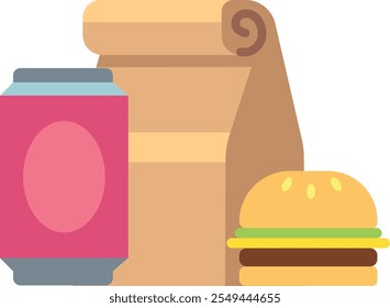 Takeaway food bag color icon. Lunch takeout