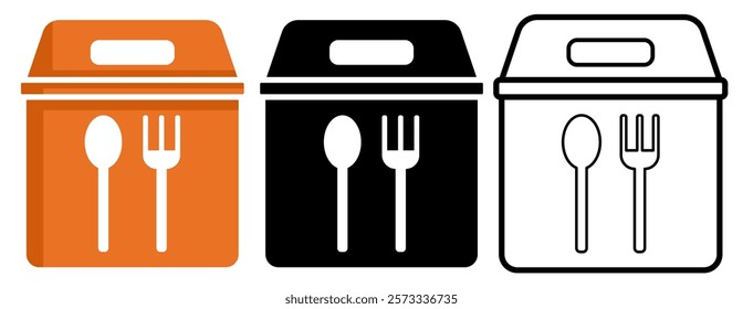 Takeaway Food box icon, simple flat style, illustration, logo sign symbol pictogram template, for ui or ux isolated on white for mobile app, editable	