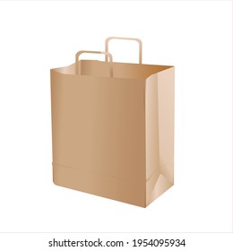 Takeaway food craft package template. Brown bag mockup for packaging design. Empty paper box for groceries.Paper bag.Vector