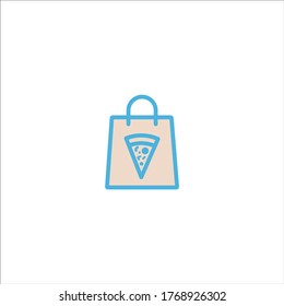 take-away food delivery icon flat vector logo design trendy illustration.  Simple graphic symbol signage