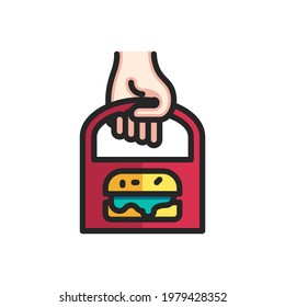 Takeaway food filled outline icons. Vector illustration. Editable stroke. Isolated icon suitable for web, infographics, interface and apps.