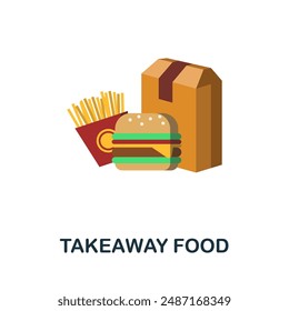 Takeaway Food flat icon. Colored sign from take away service collection. Creative Takeaway Food icon illustration for web design, infographics and more