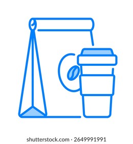 Takeaway food icon. takeout, bag, coffee, food, delivery, order, paper, carry, togo, packaging. Vector Icon Illustration