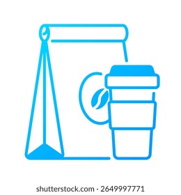 Takeaway food icon. takeout, bag, coffee, food, delivery, order, paper, carry, togo, packaging. Vector Icon Illustration