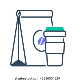 Takeaway food icon. takeout, bag, coffee, food, delivery, order, paper, carry, togo, packaging. Vector Icon Illustration