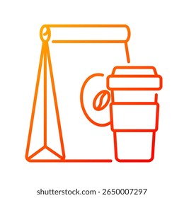Takeaway food icon. takeout, bag, coffee, food, delivery, order, paper, carry, togo, packaging. Vector Icon Illustration