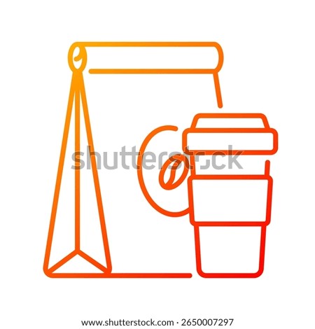 Takeaway food icon. takeout, bag, coffee, food, delivery, order, paper, carry, togo, packaging. Vector Icon Illustration
