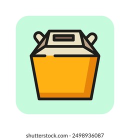 Takeaway food line icon. Carton package, paper pack, snack. Lunch box concept. Can be used for topics like fast food, food order, catering