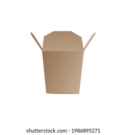 Takeaway food packaging template side view, realistic vector illustration isolated on white background. Box made from recycling paper for restaurants meals delivery.