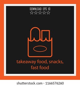 takeaway food, snacks, fast food  vector icon
