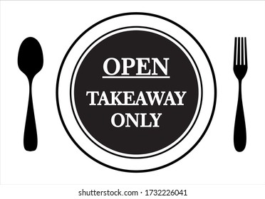 Takeaway food is a way to enjoy food while blocking the coronavirus. Illustration Vector. Bar and restaurant concept. Open.