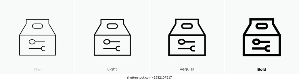 takeaway icon. Thin, Light Regular And Bold style design isolated on white background