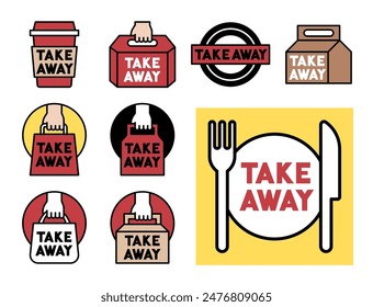 Conjunto de iconos para llevar 2 Ilustraciones vectoriales