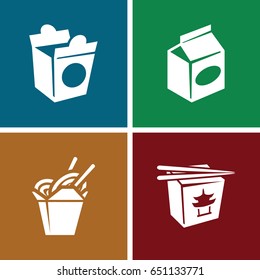 Takeaway icons set. set of 4 takeaway filled icons such as chinese fast food