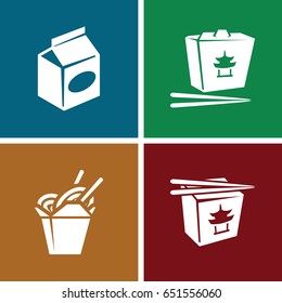 Takeaway icons set. set of 4 takeaway filled icons such as chinese fast food