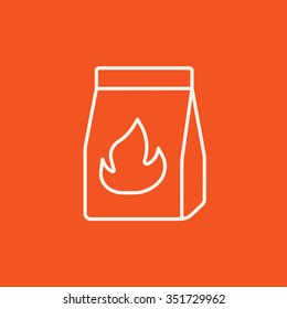 Take-away meals package line icon for web, mobile and infographics. Vector white icon isolated on red background.