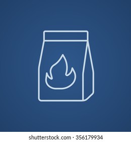 Das Paket "Take-away" für Web-, Mobil- und Infografiken. Vektorhellblaue Symbol einzeln auf blauem Hintergrund.