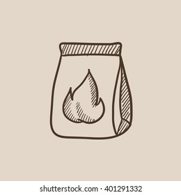Take-away meals package sketch icon.