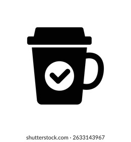 Takeaway Mug with Check Icon, Coffee Mug with Approval Symbol