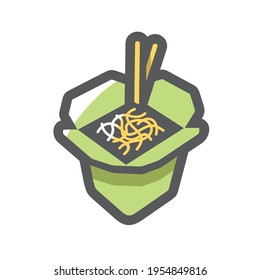 Icono del vector de caja de fideos de extracción Ilustración de dibujos animados.