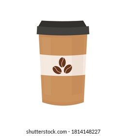 Takeaway paper coffee cup flat illustration