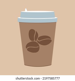 Takeaway paper coffee cup.
Coffee cup in flat style on color background. Drink to go. simple object. Vector design element