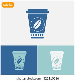 Takeaway paper coffee cup icon. Vector.