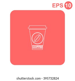 Takeaway paper coffee cup icon. Vector.