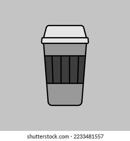 Takeaway paper coffee cup vector grayscale icon. Fast food sign. Graph symbol for cooking web site and apps design, logo, app, UI