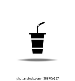 Takeaway Paper / Plastic Coffee / Juice Cup With Straw Single Icon