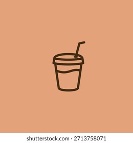Taza de plástico para llevar de la bebida de café icono de contorno simple minimalista
