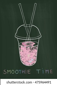 Takeaway  Smoothie. Vector Illustration.  Chalkboard style. Hand drawn.