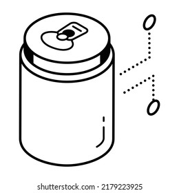 A takeaway tin pack icon, energy drink vector in isometric design