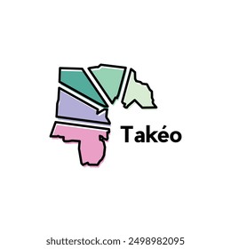 Takeo City Map Vector isolated illustration of simplified administrative, map of Cambodia Country design template