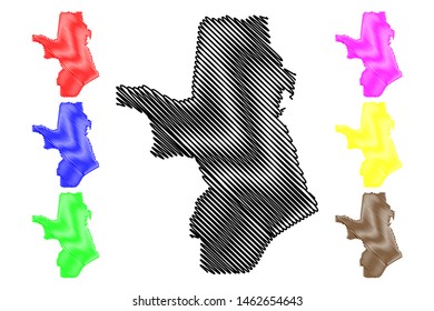 Takeo Province (Kingdom of Cambodia, Kampuchea, Provinces of Cambodia) map vector illustration, scribble sketch Takeo map
