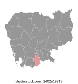 Takeo province map, administrative division of Cambodia. Vector illustration.