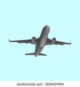 Takeoff 3D Dark Plane On Blue Sky. EPS10 Vector