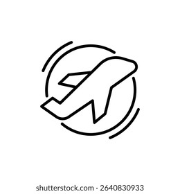 Takeoff Airplane Flight Icon with Motion Lines Outline Thin Line Symbol