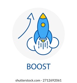 El despegue impulsa el crecimiento del cohete Lanzamiento Startup Esbozo Vector